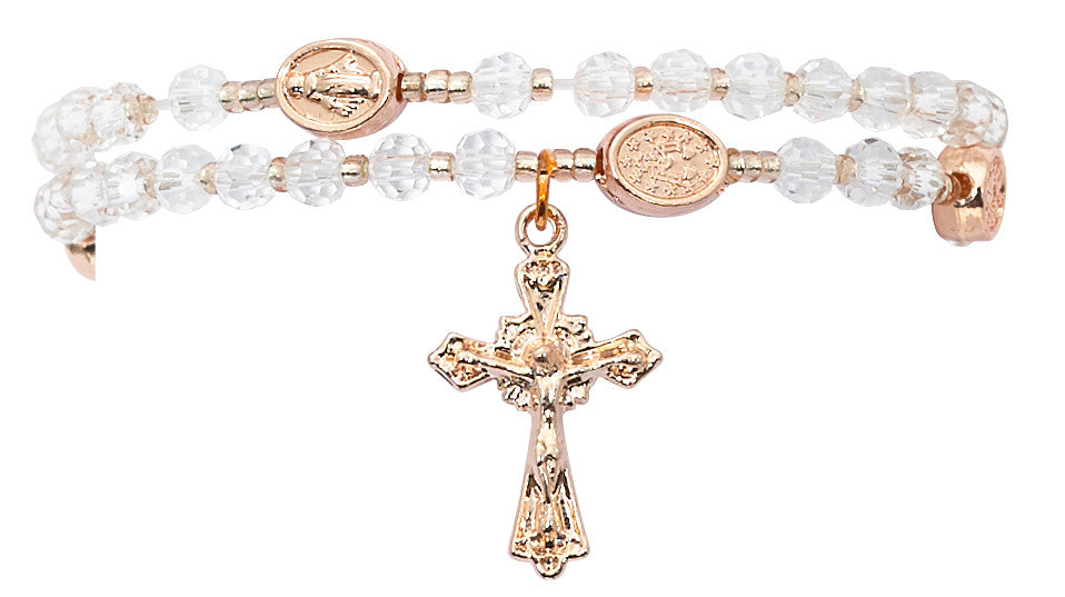 Crystal Miraculous Medal Twist Rosary Bracelet