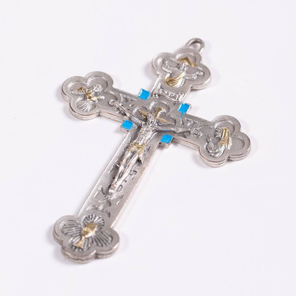 Silver Plated Latin Crucifix of Mercy - 6"