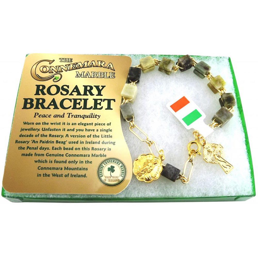 Connemara Marble & Gold Rosary Bracelet