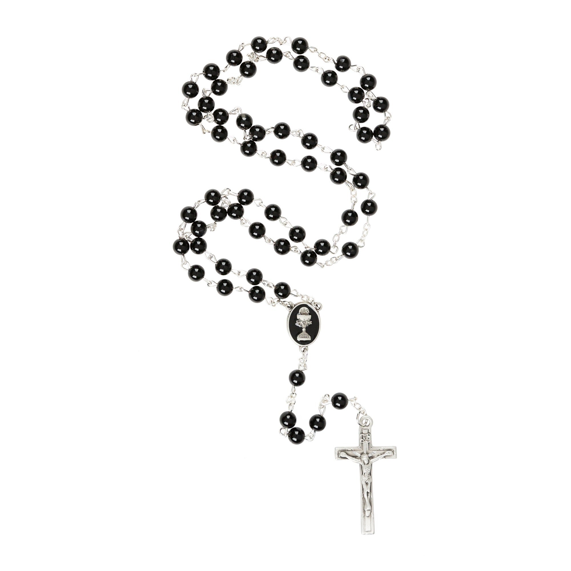 Black Glass First Chalice Communion Rosary