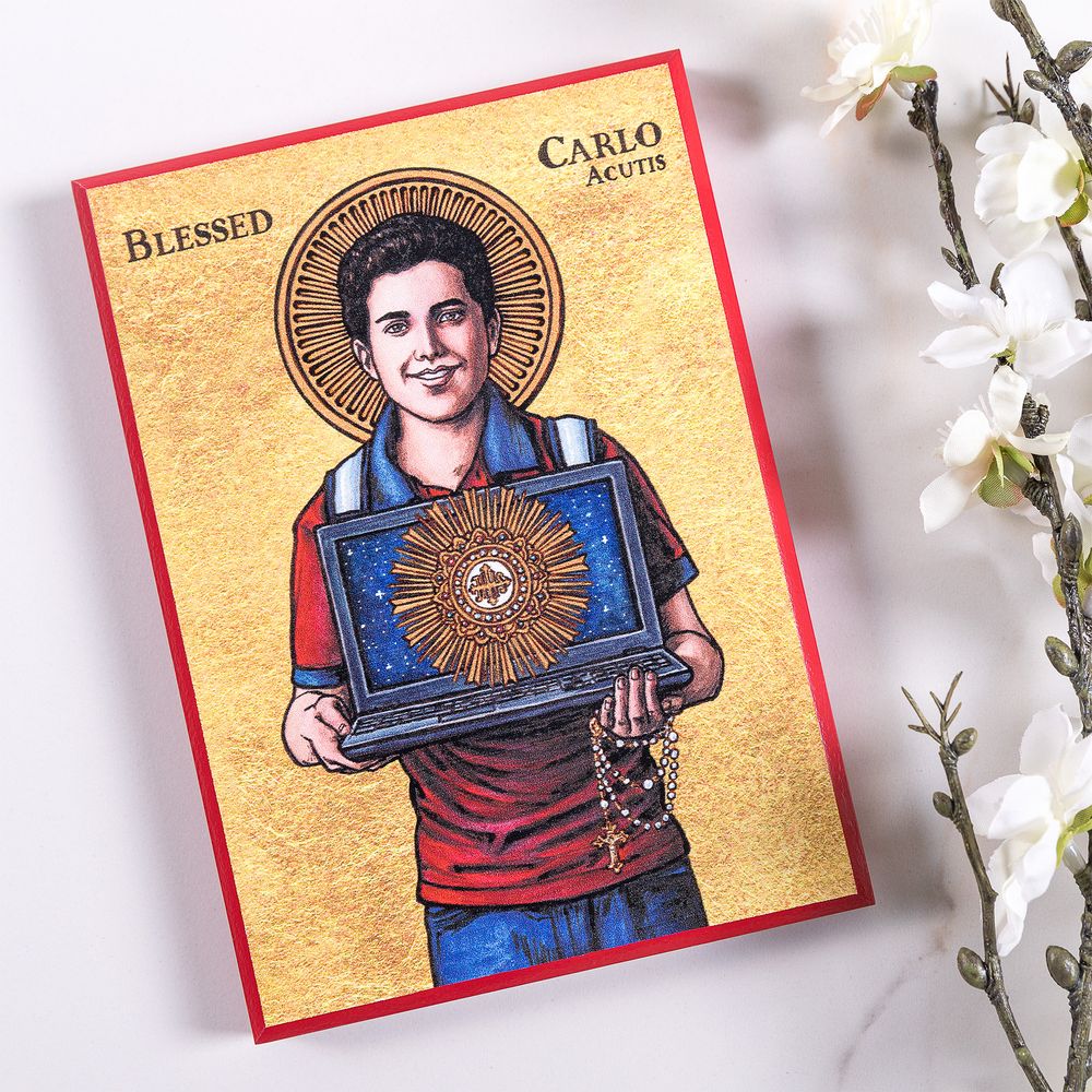Bl. Carlo Acutis Modern Icon Plaque - 5" x 7"
