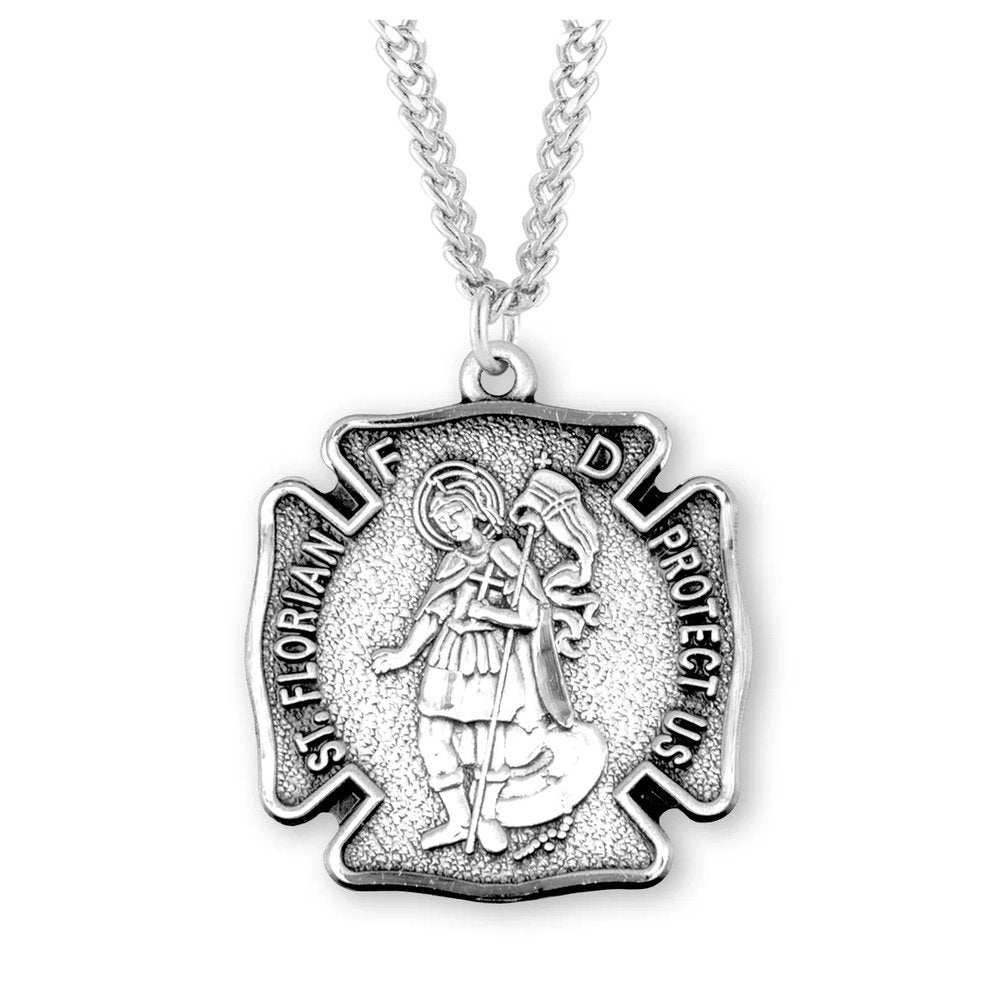 Sterling Silver Firefighter St. Florian Medal Necklace