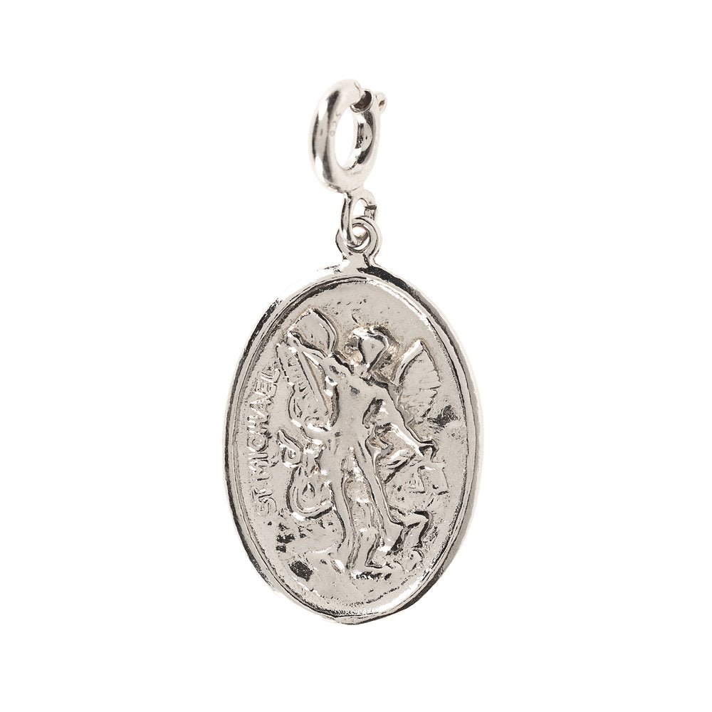 Sterling Silver Clip-On St. Michael/Guardian Angel Medal