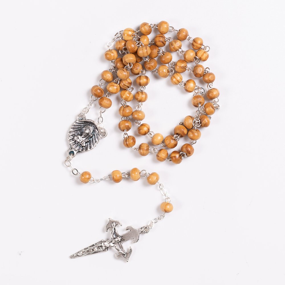 Scallop Shell Wood Rosary & Rosary Keepsake Box