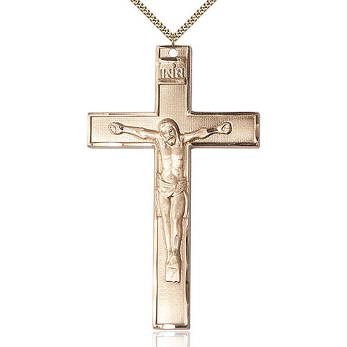 14kt Gold Filled Crucifix Pendant 1 3/4 X 1 Inch