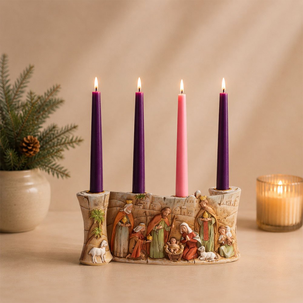 Nativity Scroll Advent Candleholder