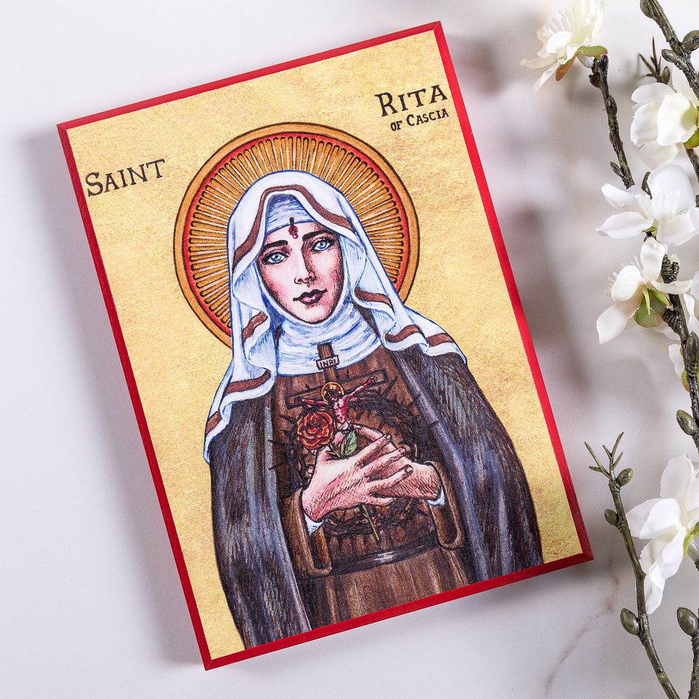 St. Rita Modern Icon Plaque - 5" x 7"