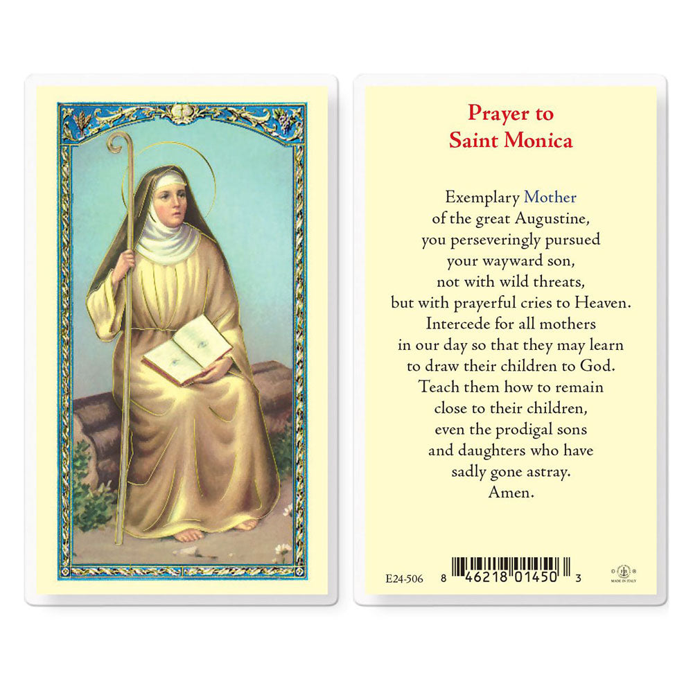 Laminated St. Monica Prayer Card