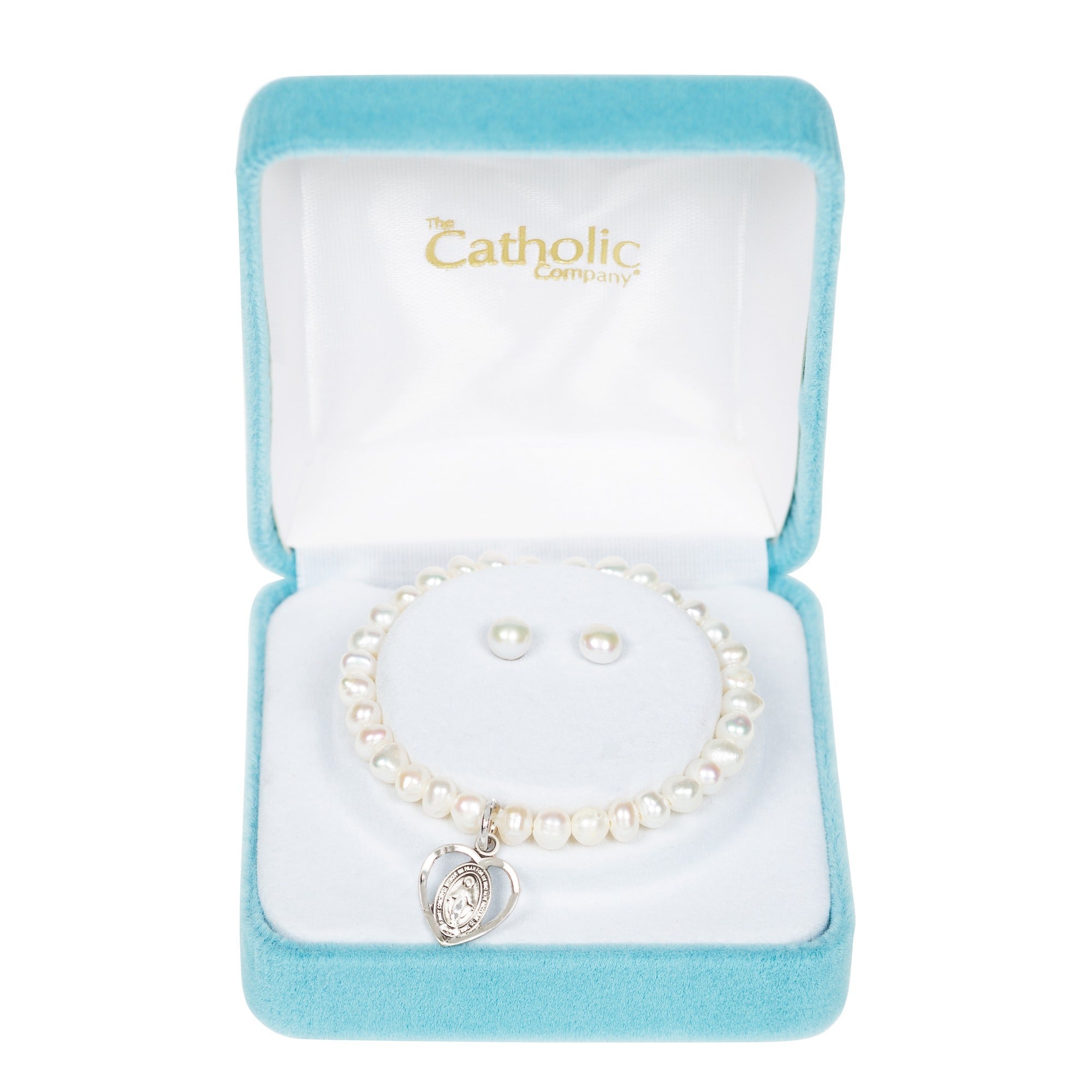 Freshwater Pearl Miraculous Heart Bracelet & Earrings - Set