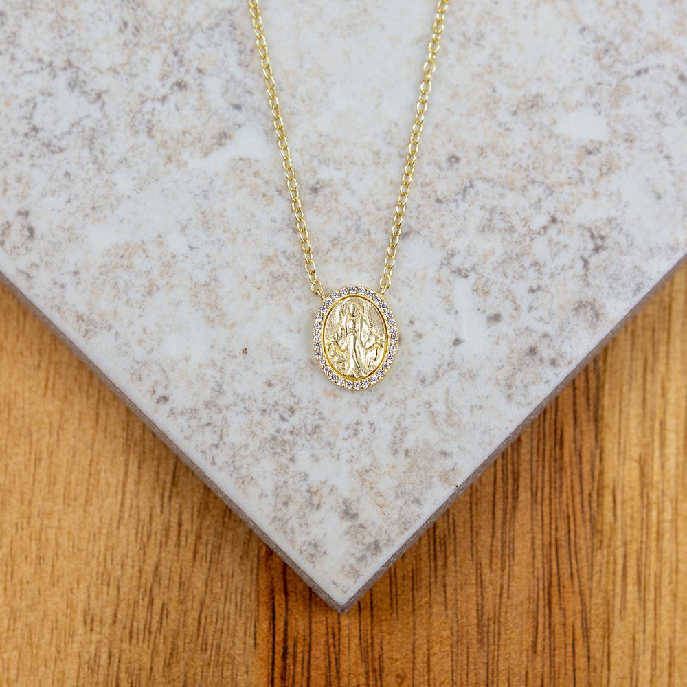 Dainty Shimmer Gold Over Sterling Silver Marian Necklace
