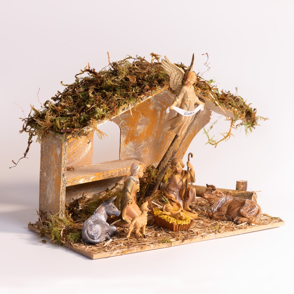Italian Hand - Painted Nativity Set with Stable - 7-Pieces