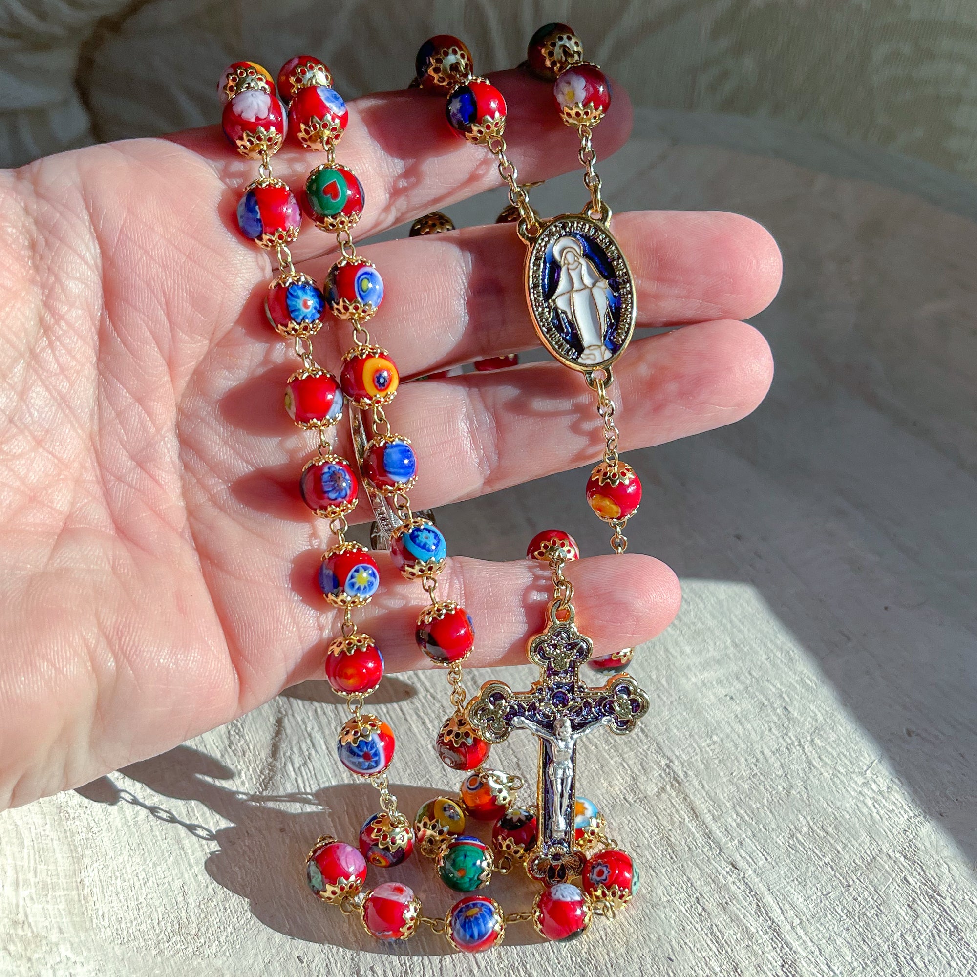 Burgundy Murano Glass Rosary