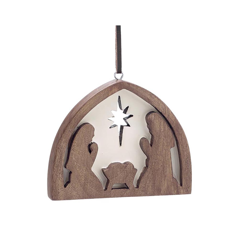 Holy Family Mango Wood Silhouette Ornament