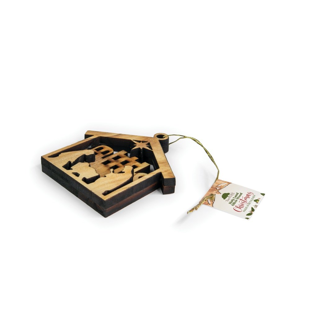 Holy Land Nativity Stable Olive Wood Ornament