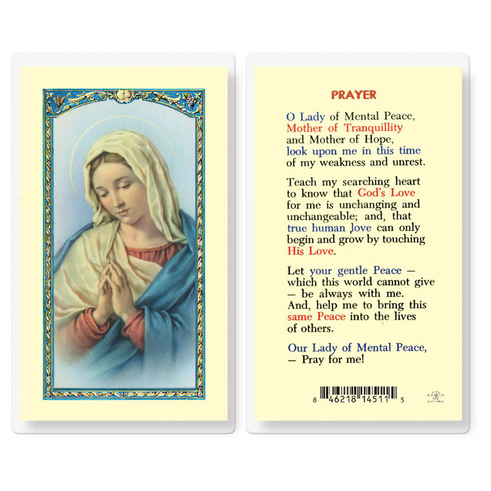 Our Lady of Mental Peace Prayer Card