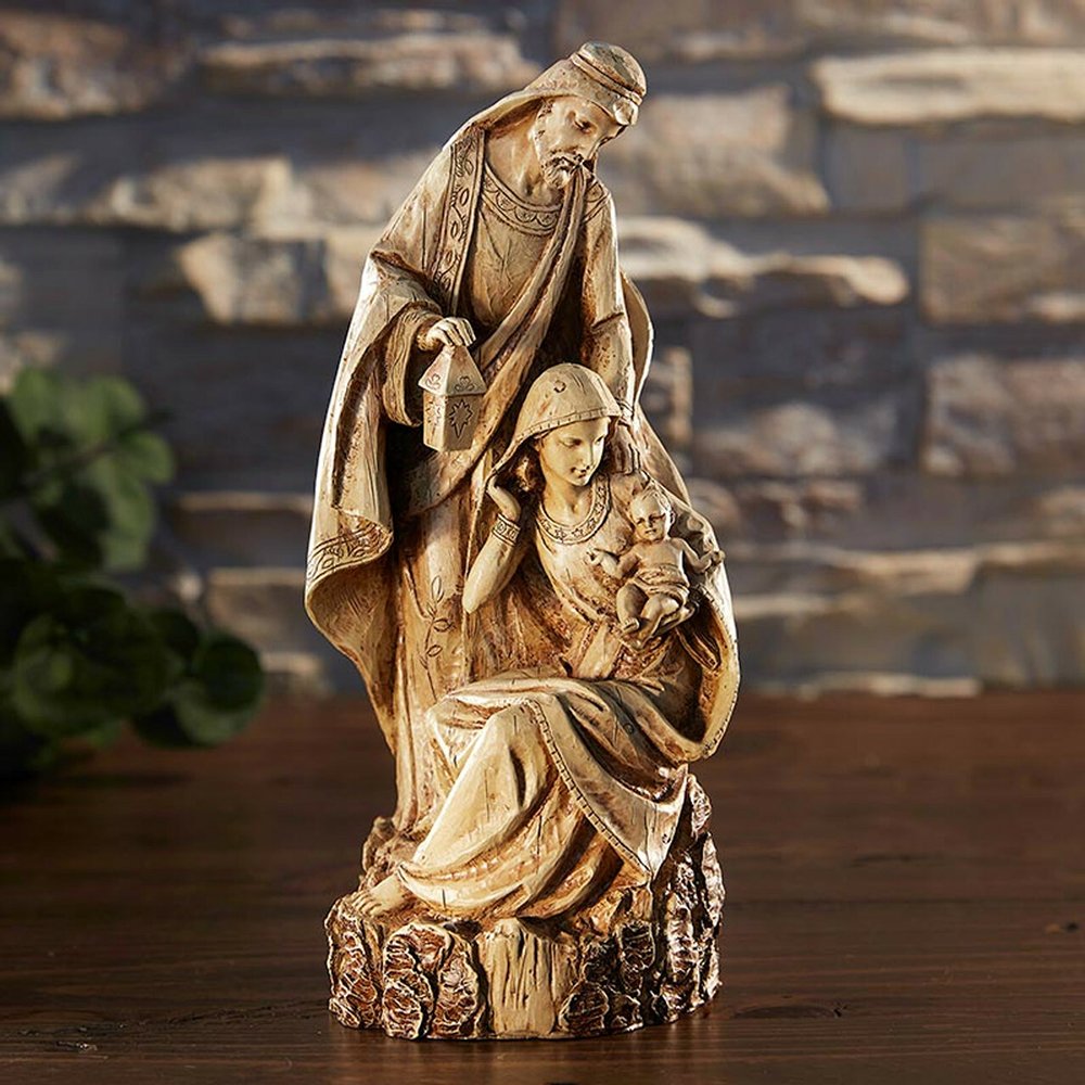 Holy Family Wood Look Statue - 9.5"