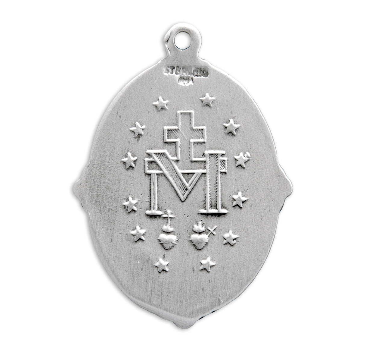 Florentine Framed Sterling Miraculous Medal Necklace