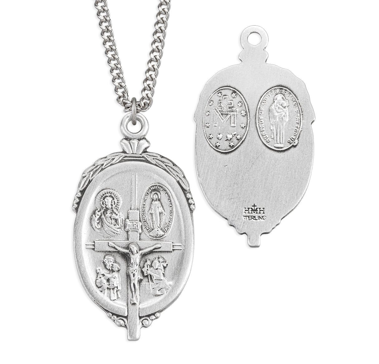 Vintage 4-Way Medal & Crucifix Necklace