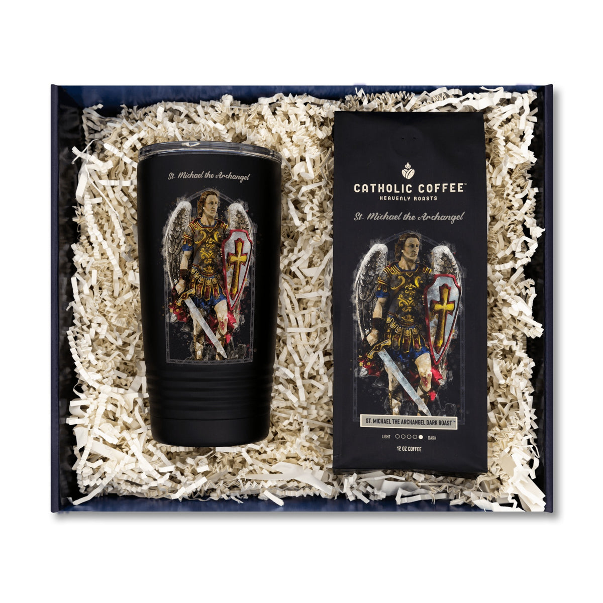 St. Michael The Archangel Dark Roast Coffee and Tumbler Gift Set - Gro