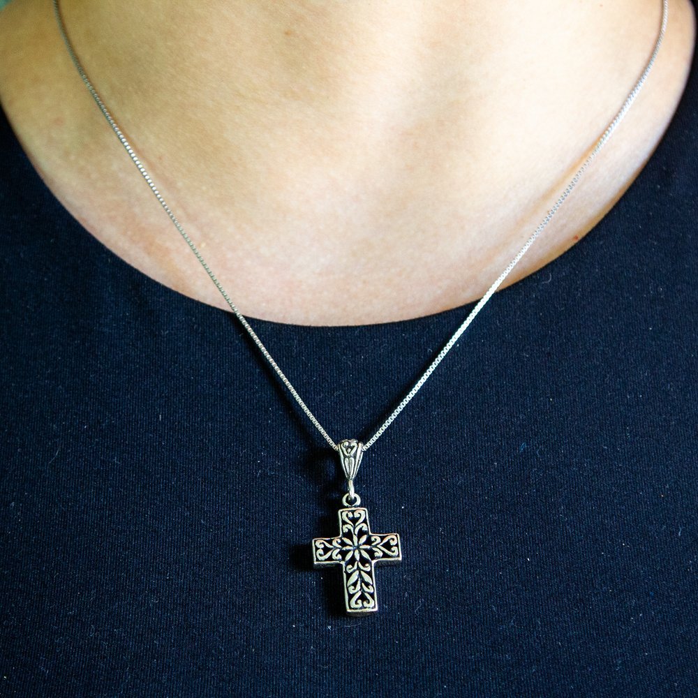Sterling Silver Filigree Cross Necklace