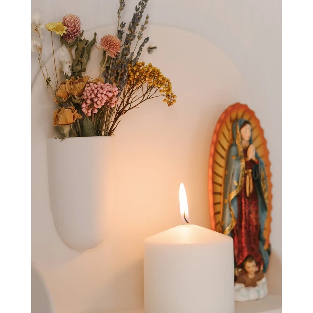 Be A Heart Ceramic Wall Altar with Inset Flower Vase - 10"