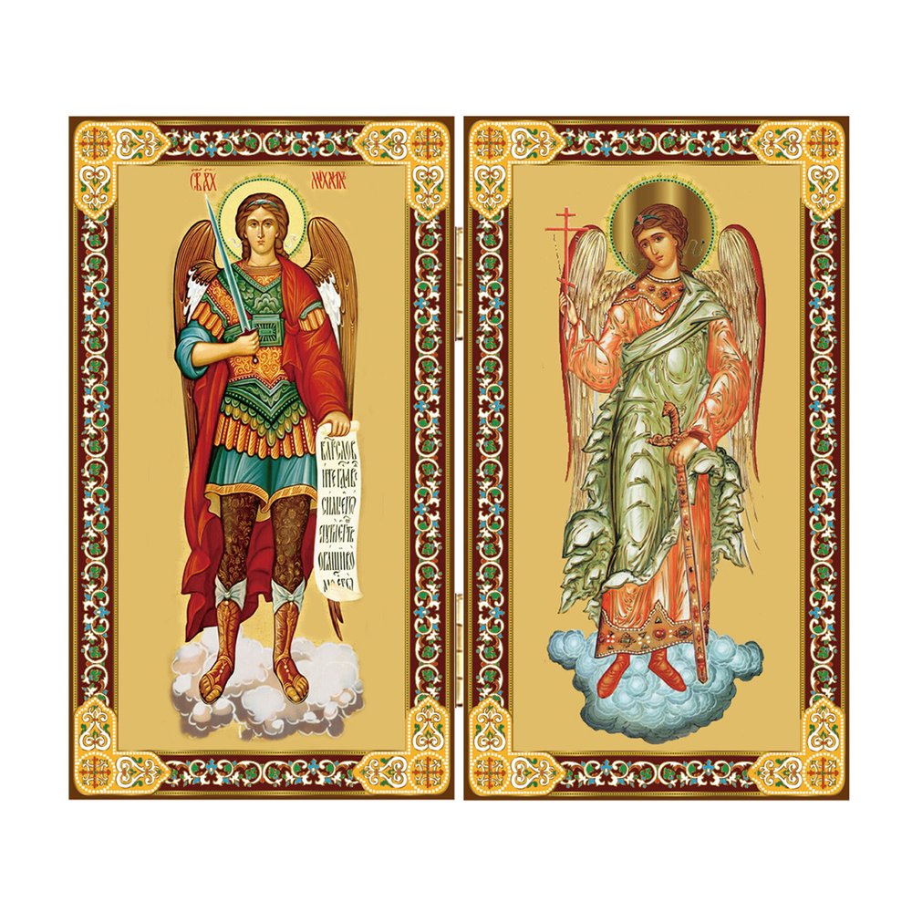 Gold Foiled St. Michael & Guardian Angel Diptych - 5" x 6"