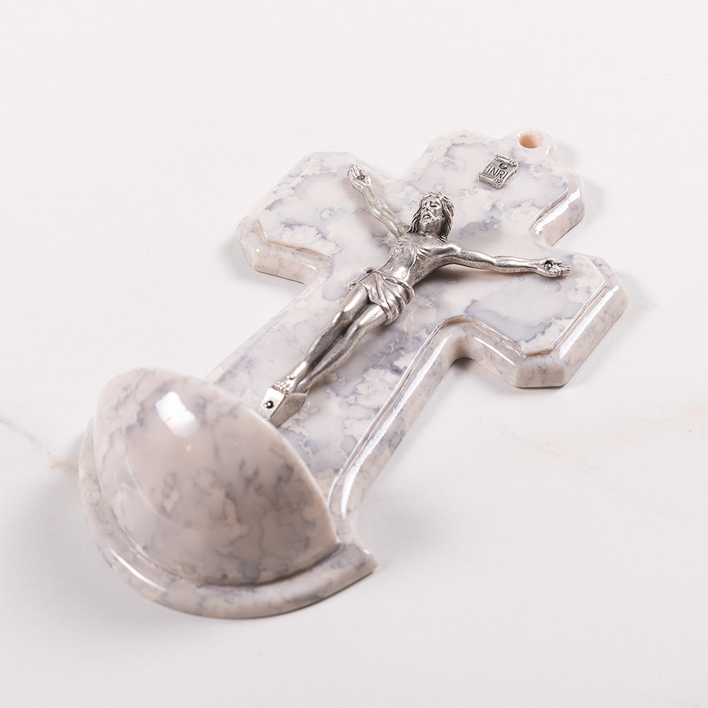 Stone Holy Water Font with Crucifix