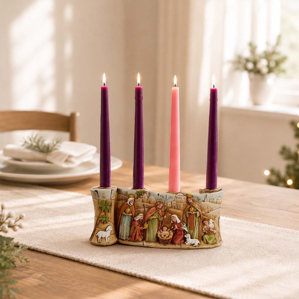 Nativity Scroll Advent Candleholder