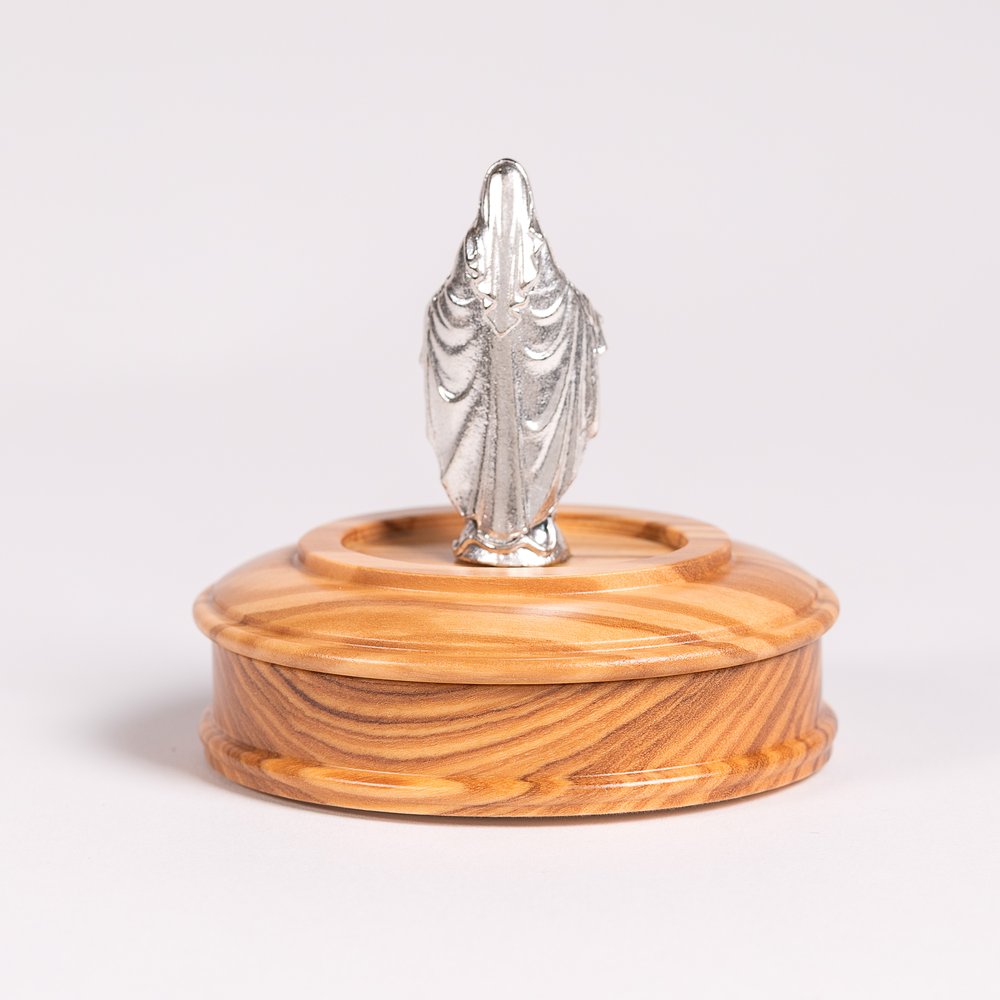 Olive Wood Miraculous Medal Rosary & Rosary Box Set