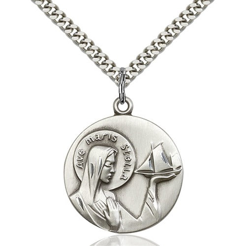 Sterling Silver Our Lady Star of the Sea Pendant