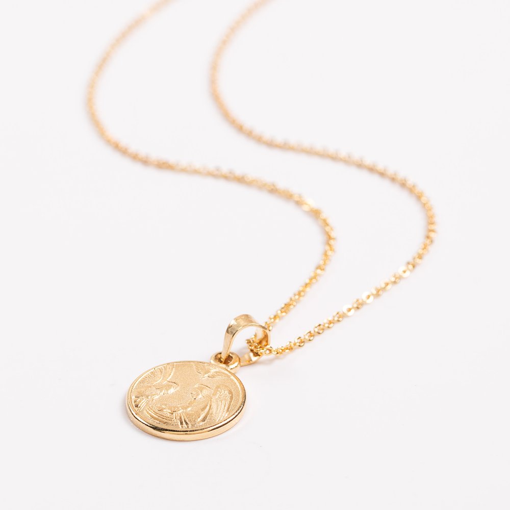 Gold Baptismal Medal Necklace