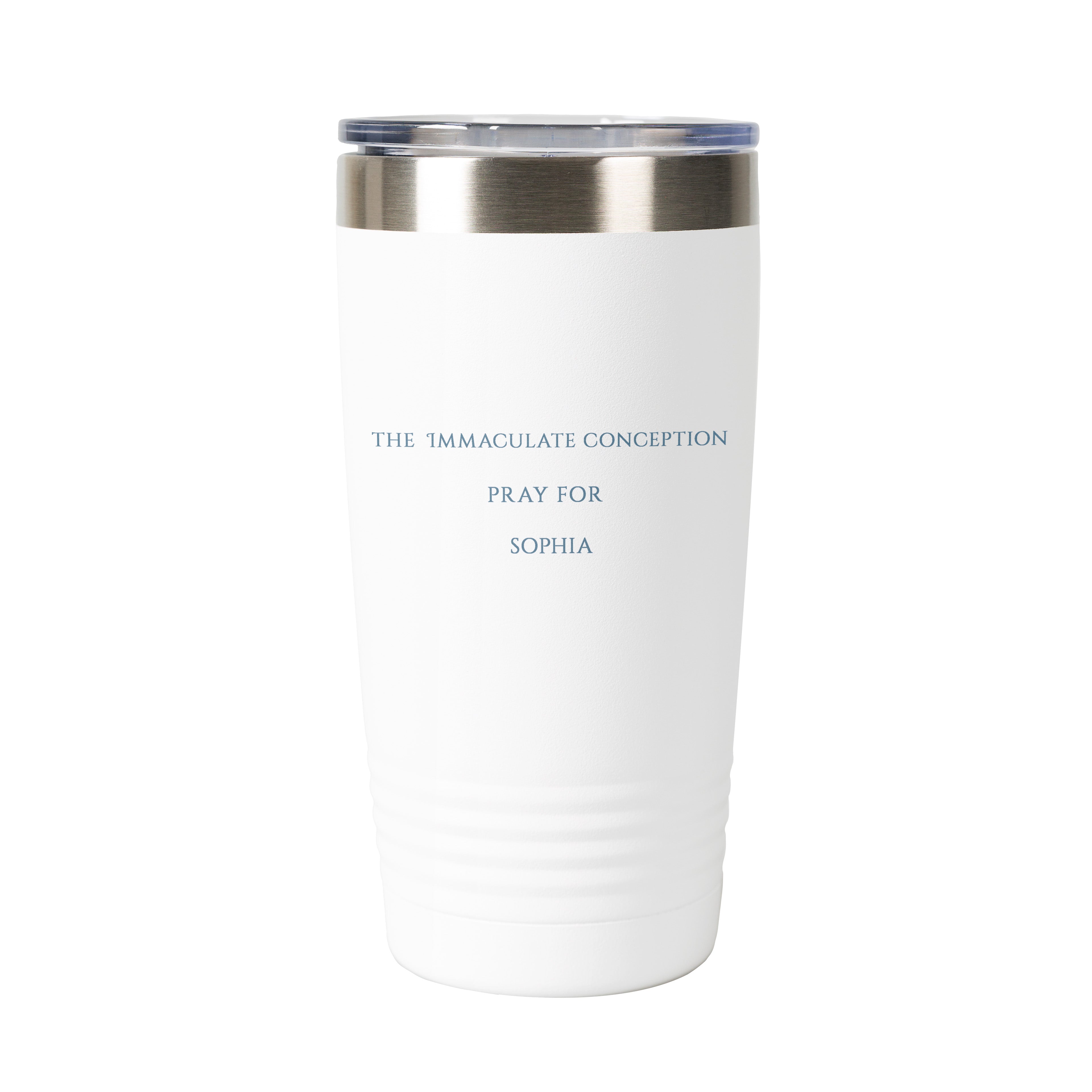 The Immaculate Conception Personalized 20 oz. White Tumbler