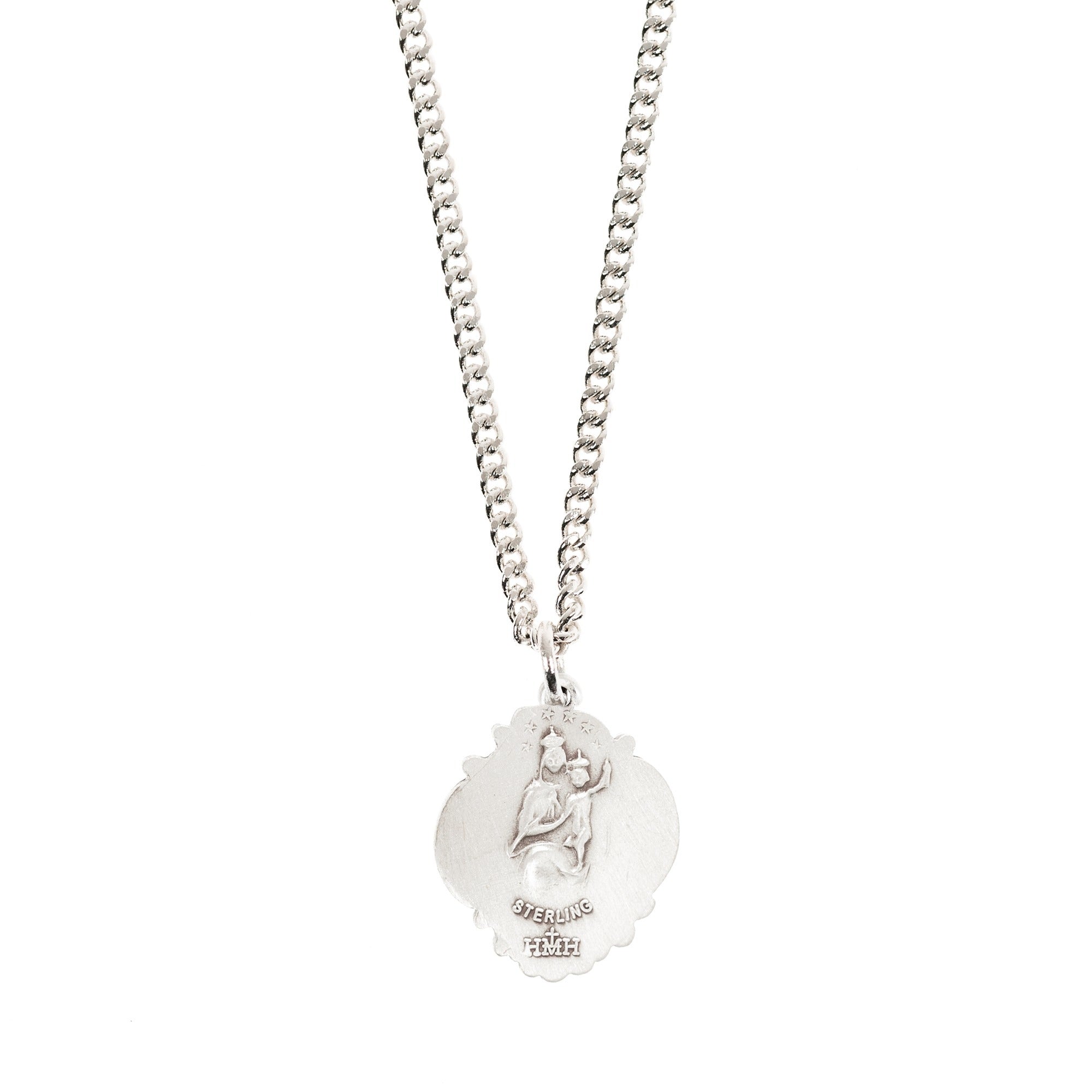 Sterling Silver Baroque Sacred Heart Scapular Necklace