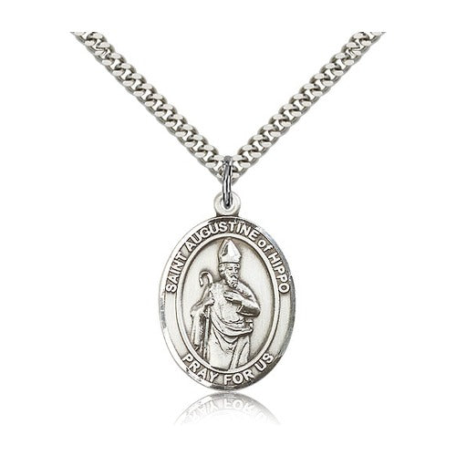 St. Augustine of Hippo Pendant with Chain, Bliss, Sterling Silver