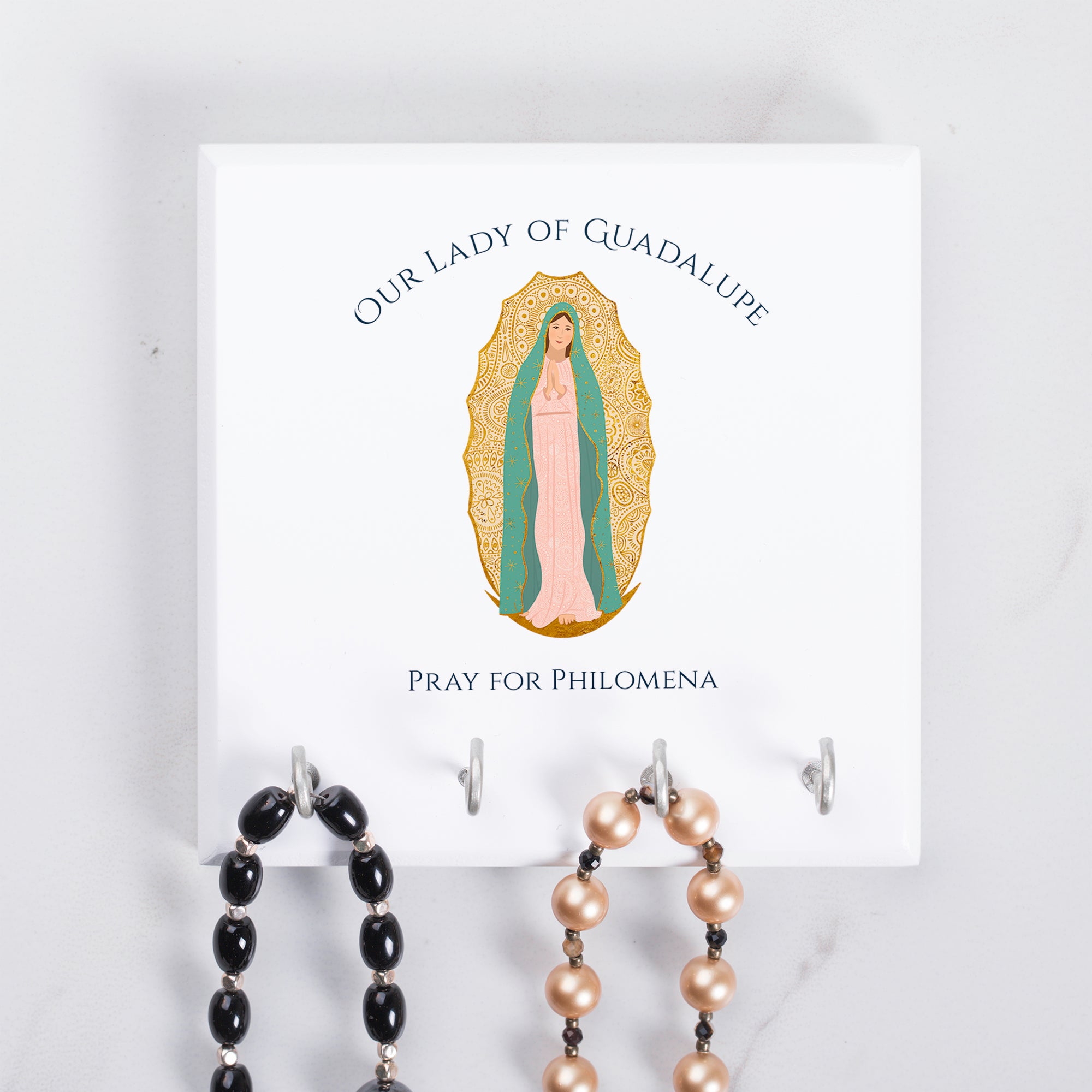 Personalized Our Lady of Guadalupe Rosary Rack
