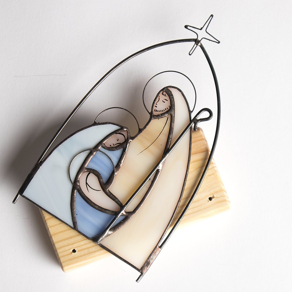 Holy Family Stained Glass Candleholder