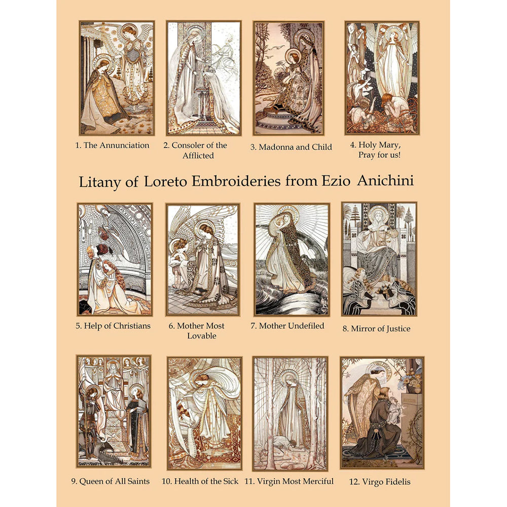 Unframed Litany of Loreto Embroidery Prints - Multiple Sets