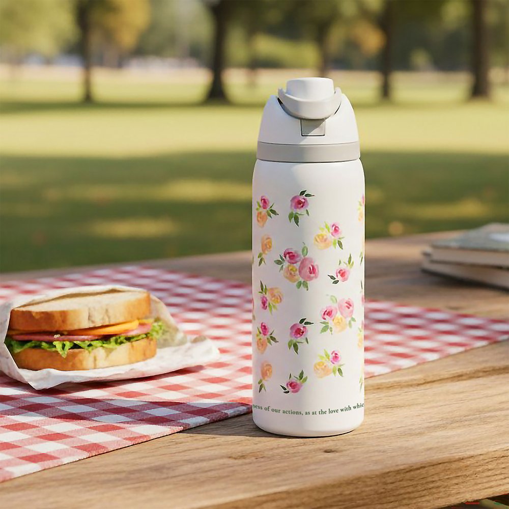 Monogramed Floral St. Therese Water Bottle