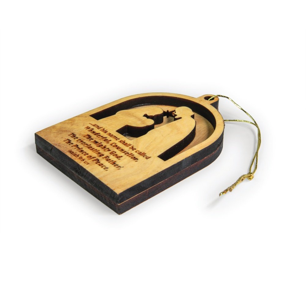 Holy Land In His Name 3-D Olive Wood Ornament
