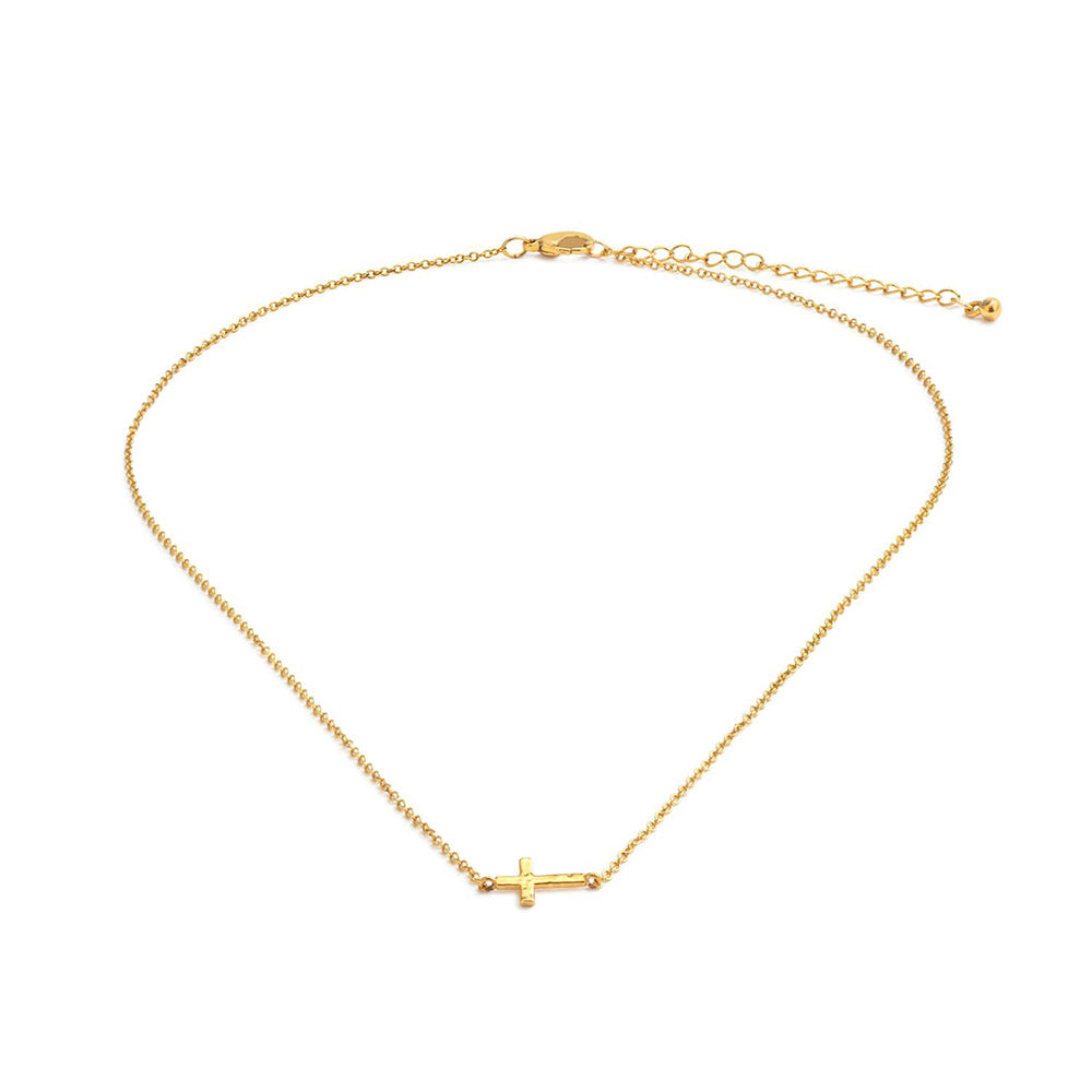 14 KT Gold Plated Horizontal Cross Necklace