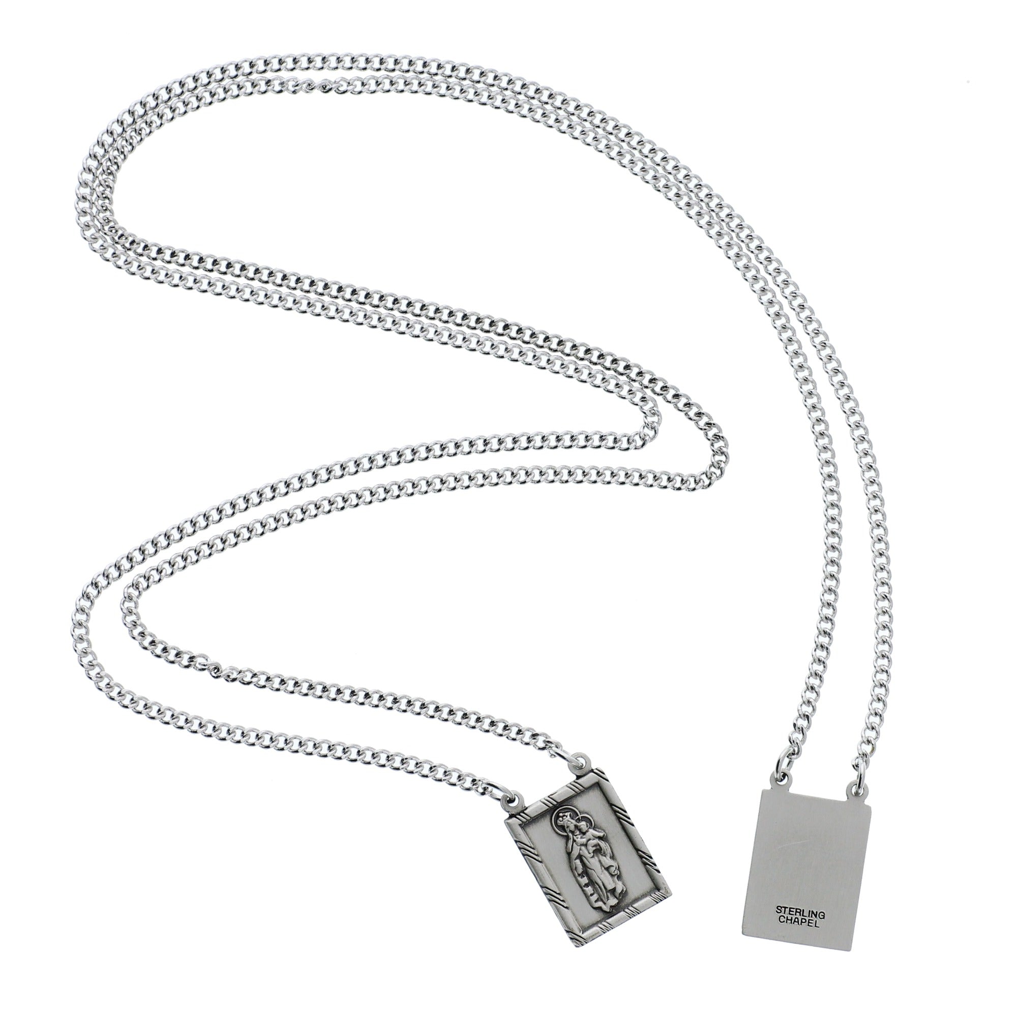 Sterling Silver Scapular with 30 inch Chain