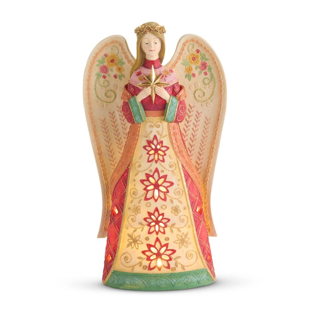 LED Light Embroidery & Gold Christmas Angel