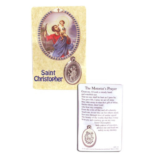 St. Christopher Laminated Prayer Card with Medal