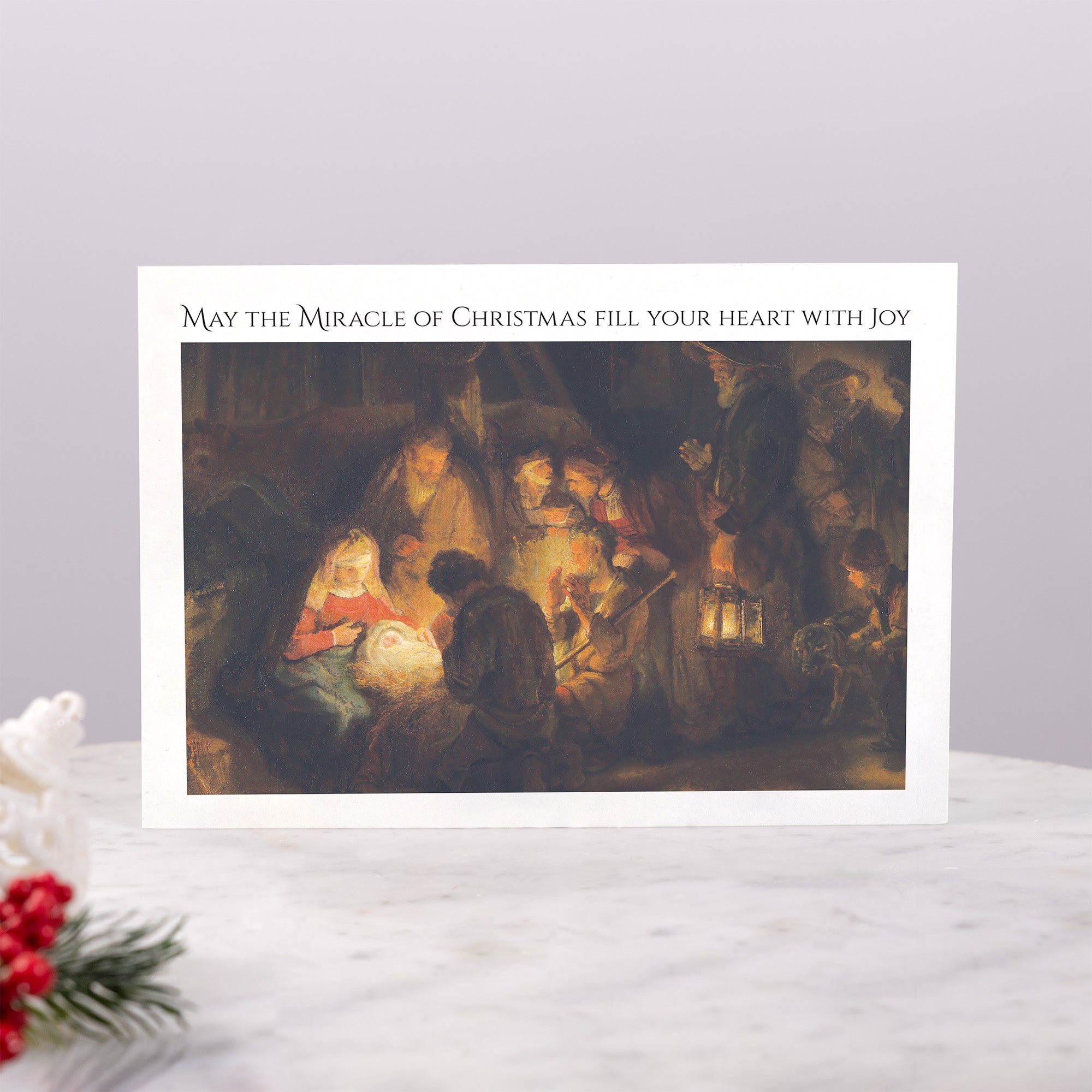 Personalized Adoration of the Shepherds Photo Christmas Cards