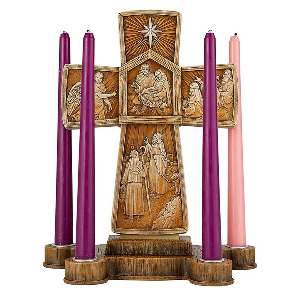 Nativity Cross Advent Candleholder