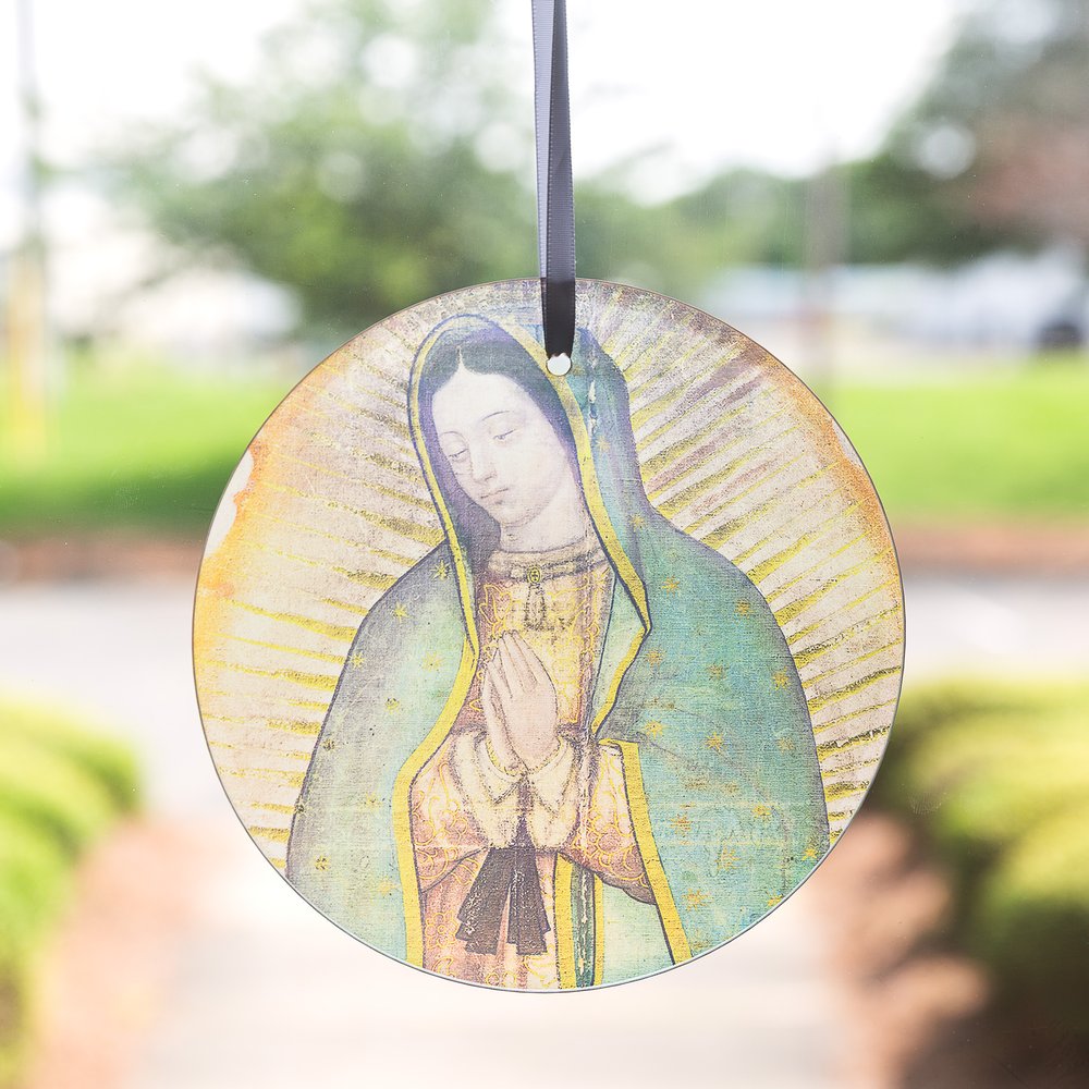 Our Lady of  Guadalupe's Tilma Glass Suncatcher - 6"