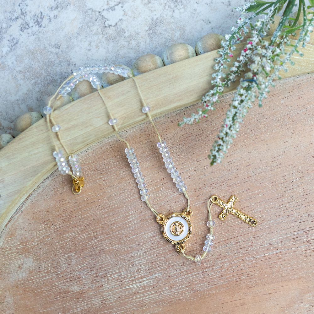 Clear Crystal Rosary Necklace
