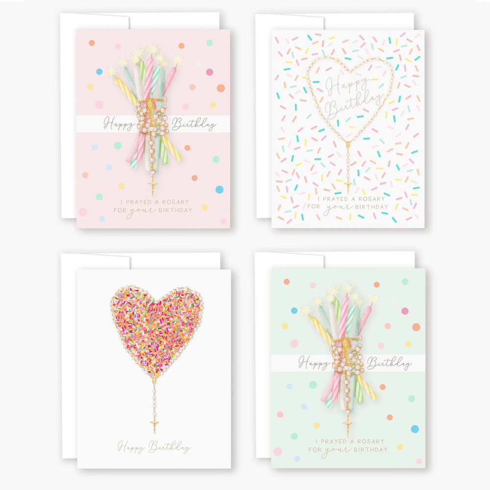 I Prayed a Rosary for Your Birthday Greeting Cards (Variety 4 Pack)