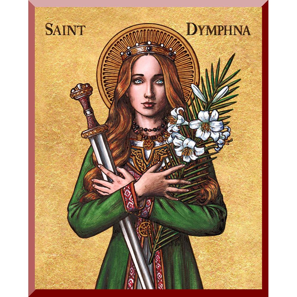 St. Dymphna Modern Icon Plaque - 5" x 7"