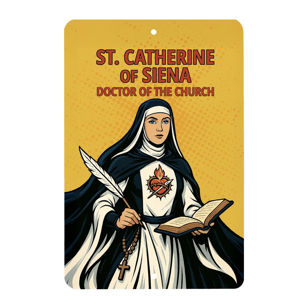 St. Catherine of Siena Superhero Tin Sign